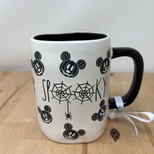 Rae Dunn SPOOKY Mickey Mouse Mug White Double Sided Black Inside Disney